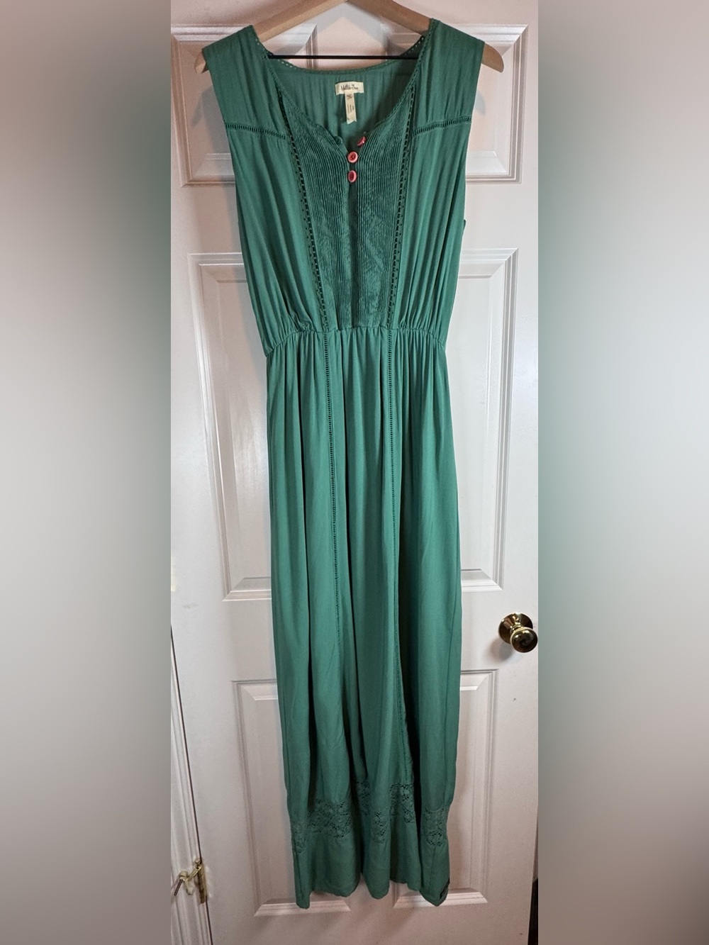 Matilda Jane sleeveless Teal Boho Maxi Dress Size Med,Resort,Greek Inspired,chic